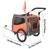 Dog Bike Trailer, Supports up to 66 lbs, 2-in-1 Pet Stroller Cart Bicycle Carrier, Easy Folding Cart Frame with Quick Release Wheels, Universal Bicyc