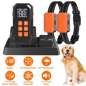 2 In 1 Wireless Electric Dog Fence With Training Collar IP67 Waterproof Pet Beep Vibration Shock Boundary Containment System for Small Medium Large D