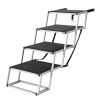 Dog Stair for Cars, Wide 4-step Dog Car Steps, Folding Dog Car Ramp with Nonslip Surface, Portable Pet Steps Lightweight Aluminum for Car, SUV and Tr