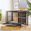 Dog Crate Furniture, Wooden Dog Crate Table, 32.8" Dog Kennel with 2 Sliding Doors and Thick Iron Door Frame, Decorative Pet Crate House for Medium/S