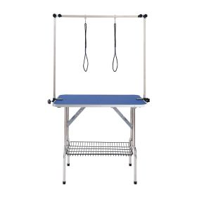 Pet Grooming Table Two Arms with Clamp, 36''x24'' Dog Grooming Station, Foldable Pets Grooming Stand for Medium and Small Dogs, Free No Sit Haunch Ho