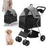 Pet Stroller, 4 Wheels Dog Stroller Rotate with Brakes, 35lbs Weight Capacity, Puppy Stroller with Detachable Carrier, Storage Basket and Cup Holder,