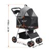 Pet Stroller, 4 Wheels Dog Stroller Rotate with Brakes, 35lbs Weight Capacity, Puppy Stroller with Detachable Carrier, Storage Basket and Cup Holder,