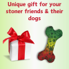 Stoned to da Bone, Cute Stuffed Rasta Leaf Bone Dog Toy, Funny Squeaky Weed Toy, Cool Plush Novelty 420 Gift for for Puppies & Small, Medium & Large