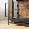 Dog Crate Furniture, Wooden Dog Crate Table, 32.8" Dog Kennel with 2 Sliding Doors and Thick Iron Door Frame, Decorative Pet Crate House for Medium/S