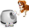 White Automatic Dog Ball Launcher Machine; Automatic Tennis Ball Thrower for Dogs 10.2 x 8.3 x 10.6; ABS Automatic Ball Launcher for Dogs; Pet Ball L