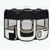 Dog Playpen Black and cream Polyester and steel Medium Foldable