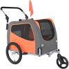 Dog Bike Trailer, Supports up to 66 lbs, 2-in-1 Pet Stroller Cart Bicycle Carrier, Easy Folding Cart Frame with Quick Release Wheels, Universal Bicyc