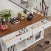 63'' Large Dog Crate Furniture for Double Dog, Wooden Dog Kennel with 2 Drawers,Divider and Sliding Door, Water Resistant Indoor Pets Furniture Style