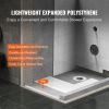 Shower Curb Kit, 60"x38" Shower Pan Kit with 6.3" Offset Drain, Lightweight EPS Shower Installation Kits with 2 Waterproof Cloths, Shower Pan Slope S