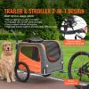 Dog Bike Trailer, Supports up to 66 lbs, 2-in-1 Pet Stroller Cart Bicycle Carrier, Easy Folding Cart Frame with Quick Release Wheels, Universal Bicyc