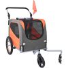 Dog Bike Trailer, Supports up to 66 lbs, 2-in-1 Pet Stroller Cart Bicycle Carrier, Easy Folding Cart Frame with Quick Release Wheels, Universal Bicyc