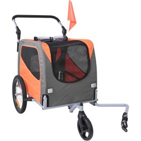 Dog Bike Trailer, Supports up to 66 lbs, 2-in-1 Pet Stroller Cart Bicycle Carrier, Easy Folding Cart Frame with Quick Release Wheels, Universal Bicyc