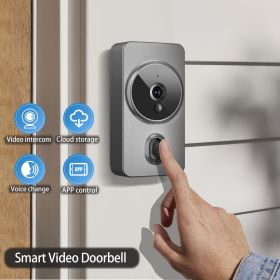 1pc smart wireless doorbell, smart 2.4G WIFI video doorbell, Tuya APP smart system control, two-way intercom, night vision function, video call, home (Color: Grey)