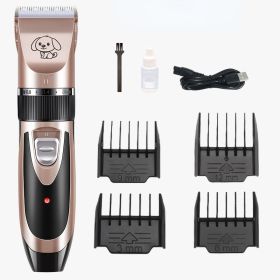 Dog Grooming Kit Clippers; Low Noise; pet grooming; Rechargeable; cat grooming; Pet Hair Thick Coats Clippers Trimmers Set; Suitable for Dogs; Cats; (Color: gold)