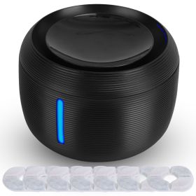 2.5L 84.54OZ Pet Water Fountain Smart Pet Drinking Fountain with LED Light 7 Pack Replaceable Filters Water Level Quiet Pump Dry-Run Protection Cat D (Color: Black)