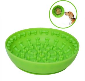 Pet Dog Slow Bowl Feeder Bowls with Suction Cup, Interactive for Boredom Anxiety Reduction, Distractor Toy, Preventing Choking Healthy Bone Design Bo (Color: Green)
